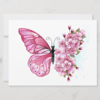 Flower Butterfly with Pink Sakura