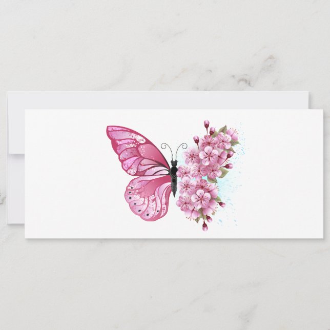Flower Butterfly with Pink Sakura Invitation (Front)