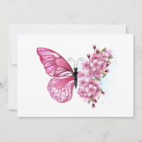 Flower Butterfly with Pink Sakura
