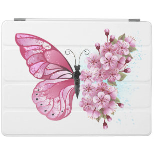 Flower Butterfly with Pink Sakura iPad Cover
