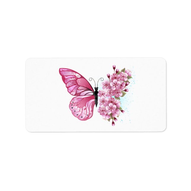 Flower Butterfly with Pink Sakura Label (Front)