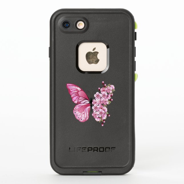Flower Butterfly with Pink Sakura LifeProof iPhone Case (Back)