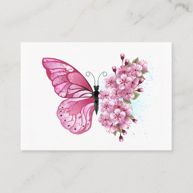 Flower Butterfly with Pink Sakura Loyalty Card (Front)