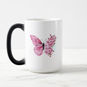 Flower Butterfly with Pink Sakura Magic Mug