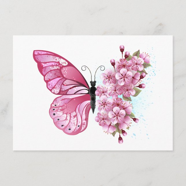 Flower Butterfly with Pink Sakura Menu (Front)