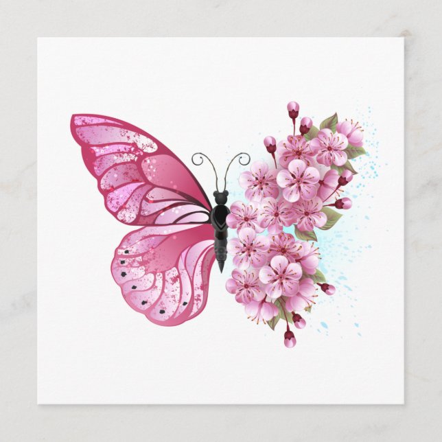 Flower Butterfly with Pink Sakura Menu (Front)