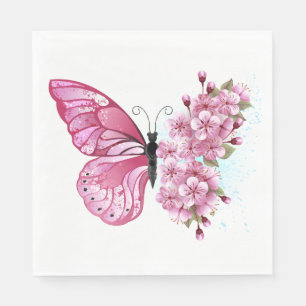 Flower Butterfly with Pink Sakura Napkin