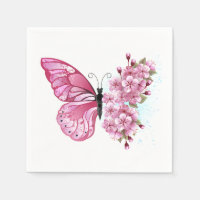 Flower Butterfly with Pink Sakura