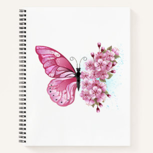 Flower Butterfly with Pink Sakura Notebook