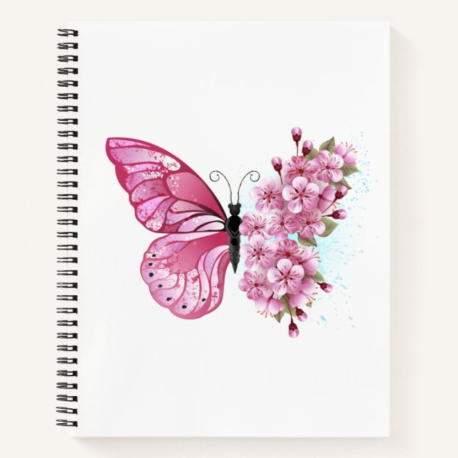 Flower Butterfly with Pink Sakura Notebook (Front)