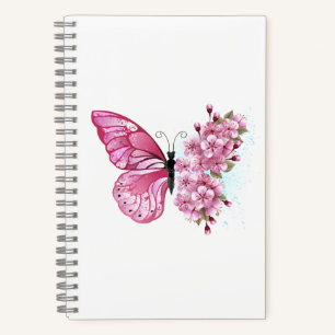 Flower Butterfly with Pink Sakura Notebook