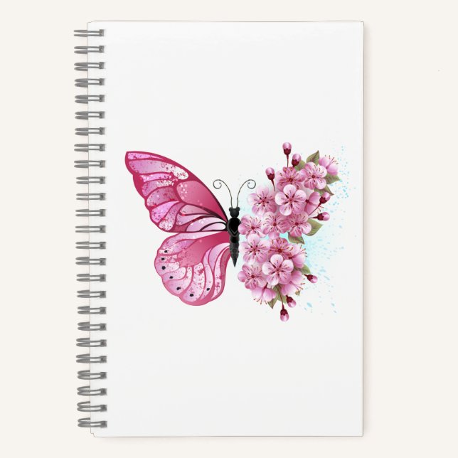 Flower Butterfly with Pink Sakura Notebook (Front)