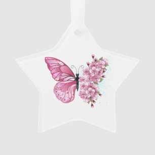 Flower Butterfly with Pink Sakura Ornament