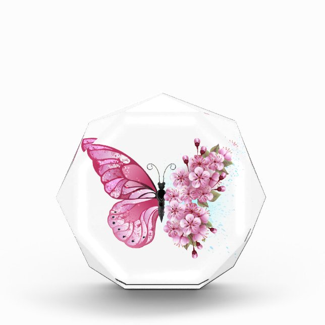 Flower Butterfly with Pink Sakura Photo Block (Front)