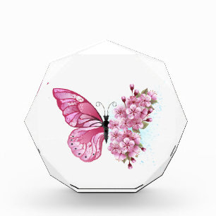 Flower Butterfly with Pink Sakura Photo Block