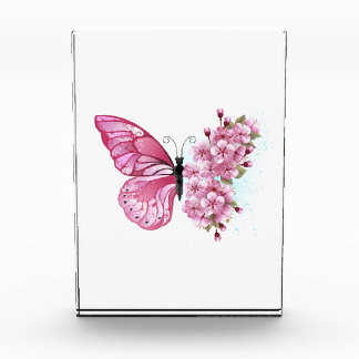 Flower Butterfly with Pink Sakura Photo Block