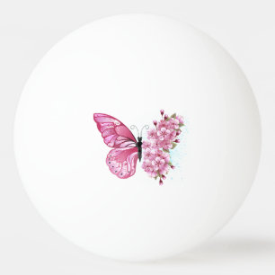 Flower Butterfly with Pink Sakura Ping Pong Ball
