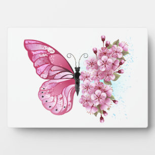 Flower Butterfly with Pink Sakura Plaque