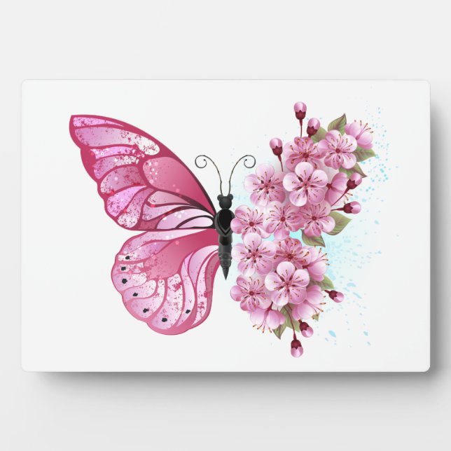 Flower Butterfly with Pink Sakura Plaque (Front)