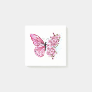 Flower Butterfly with Pink Sakura Post-it Notes