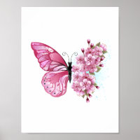 Flower Butterfly with Pink Sakura