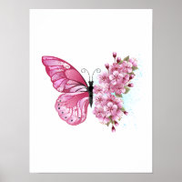 Flower Butterfly with Pink Sakura