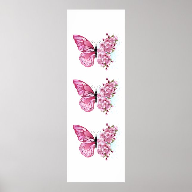 Flower Butterfly with Pink Sakura Poster (Front)