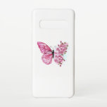 Flower Butterfly with Pink Sakura Samsung Galaxy Case<br><div class="desc">Flower arrangement of pink butterfly with pink Japanese cherry blossoms on white background.</div>