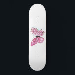 Flower Butterfly with Pink Sakura Skateboard<br><div class="desc">Flower arrangement of pink butterfly with pink Japanese cherry blossoms on white background.</div>