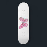 Flower Butterfly with Pink Sakura Skateboard<br><div class="desc">Flower arrangement of pink butterfly with pink Japanese cherry blossoms on white background.</div>