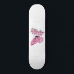Flower Butterfly with Pink Sakura Skateboard<br><div class="desc">Flower arrangement of pink butterfly with pink Japanese cherry blossoms on white background.</div>