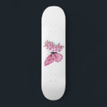 Flower Butterfly with Pink Sakura Skateboard<br><div class="desc">Flower arrangement of pink butterfly with pink Japanese cherry blossoms on white background.</div>