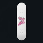Flower Butterfly with Pink Sakura Skateboard<br><div class="desc">Flower arrangement of pink butterfly with pink Japanese cherry blossoms on white background.</div>