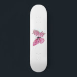 Flower Butterfly with Pink Sakura Skateboard<br><div class="desc">Flower arrangement of pink butterfly with pink Japanese cherry blossoms on white background.</div>