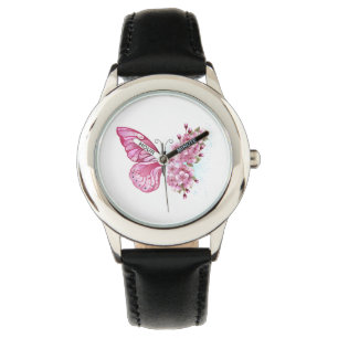 Flower Butterfly with Pink Sakura Watch