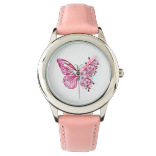 Flower Butterfly with Pink Sakura Watch