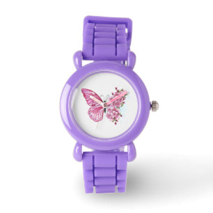 Flower Butterfly with Pink Sakura Watch