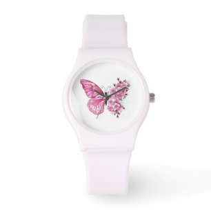 Flower Butterfly with Pink Sakura Watch