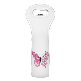 Flower Butterfly with Pink Sakura Wine Bag