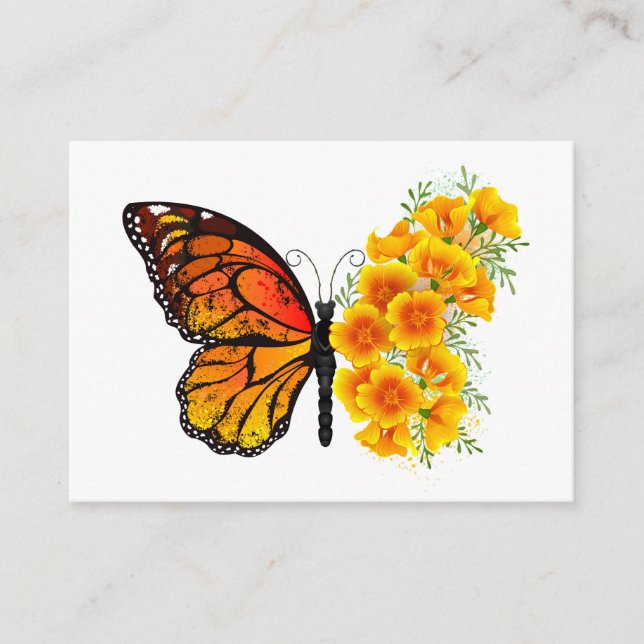 Flower Butterfly with Yellow California Poppy Advice Card (Front)