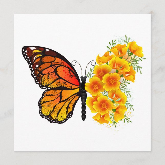 Flower Butterfly with Yellow California Poppy Advice Card (Front)
