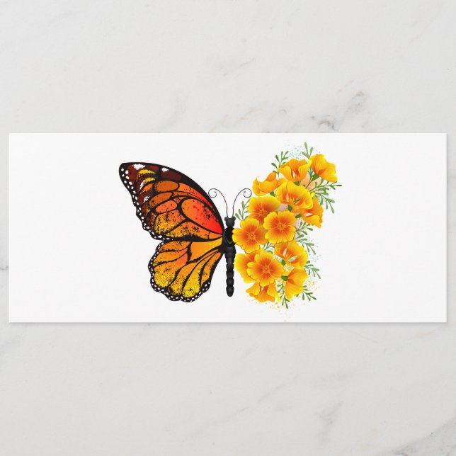 Flower Butterfly with Yellow California Poppy Advice Card (Front)