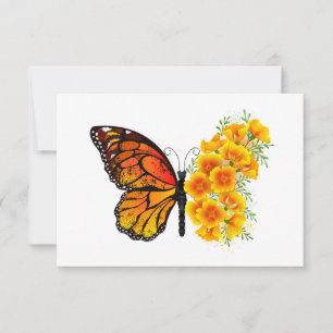 Flower Butterfly with Yellow California Poppy Announcement