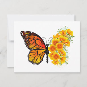 Flower Butterfly with Yellow California Poppy Announcement