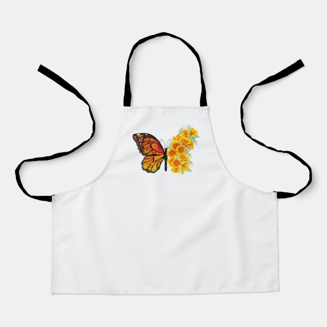 Flower Butterfly with Yellow California Poppy Apron (Front)