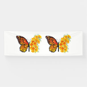 Flower Butterfly with Yellow California Poppy Banner