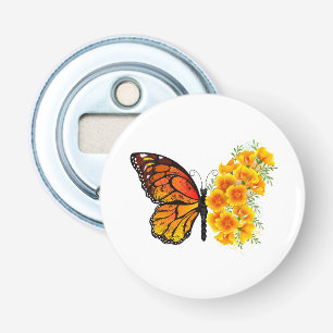 Flower Butterfly with Yellow California Poppy Bottle Opener