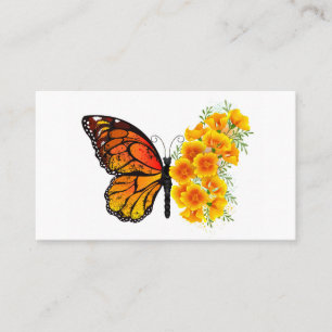 Flower Butterfly with Yellow California Poppy Business Card