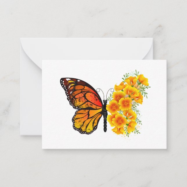 Flower Butterfly with Yellow California Poppy Card (Front)