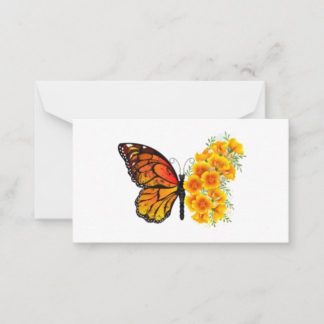 Flower Butterfly with Yellow California Poppy Card (Front)